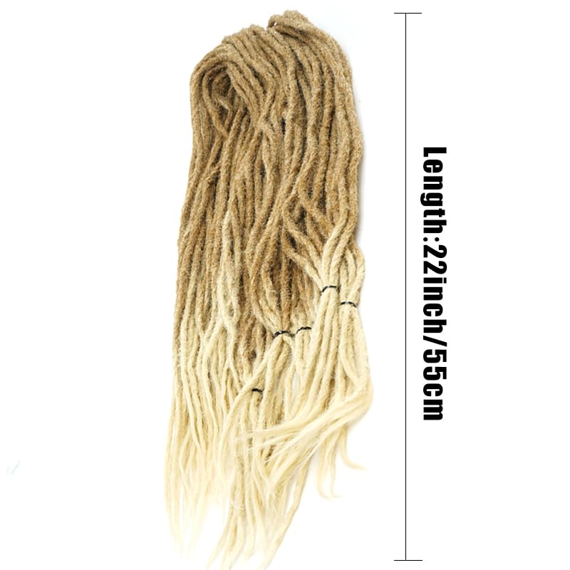 Supernova Hair 7 Packs Dreadlocks Extensions Ombre Blonde MT27/613# 22 Inch 6 Strands/Pack Handmade Dreadlock Crochet Hair Synthetic Fiber Hair Locs Crochet Hair for Women (22inch,7 Packs)