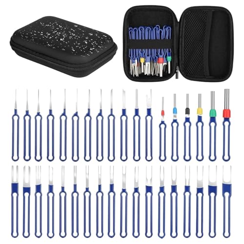 Yuiturt 36Pcs Terminal Removal Tool Kit, Pin Removal Tool- Electrical Pin Terminal Depinning Tools with A Storage Bag, Automotive Tools for Car Connectors, Lock Picking, Watch Strap Removal Kit