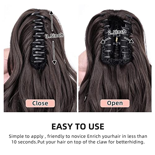 Heweicsy Ponytail,Black Hair Extension Ponytail 22" Long Claw Hair Extension Synthetic Wavy Straight Hairpieces Ponytail Clip In Ponytail Wig Daily Fluffy Pony Tail For Women,4.8 Oz,Natural Black #TOP3