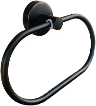 Towel Holder Brushed Nickel Bathroom Towel Ring Wall Mounted SUS304 Stainless Steel Oval Shaped Bathroom Organizer Washcloth Hanger with Razor Holder Black