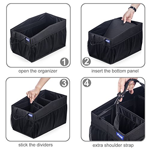 Weiker Car Seat Storage Organizer - Travel Accessories Portable Collapsible Console Front Back Floor Trunk Cargo Box With Mesh Cup Holder, 2 Adjustable Dividers And Shoulder Strap For Kids #TOP3