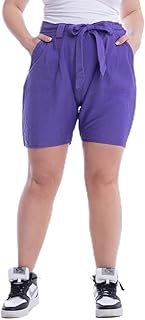 بيبو شورت سادة بحزام، كتان