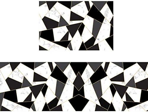 PQCXXA kitchen rug sets 2 pieces kitchen mats and rugs, Anti Fatigue Kitchen Mat Set PVC Comfort Kitchen Floor Mat Absorbent For Office Home Indoor Outdoor (Ethnic style B, 40x120cm+40x60cm)