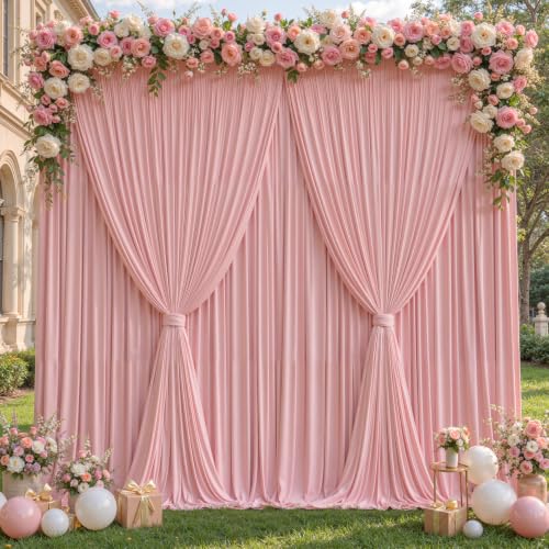20x10ft Dusty Rose Backdrop Curtain Panels for Parties - Wrinkle Free Polyester Photo Curtain Backdrop Wedding Back Drop Fabric Drapes for Party Decorations Background for Photography