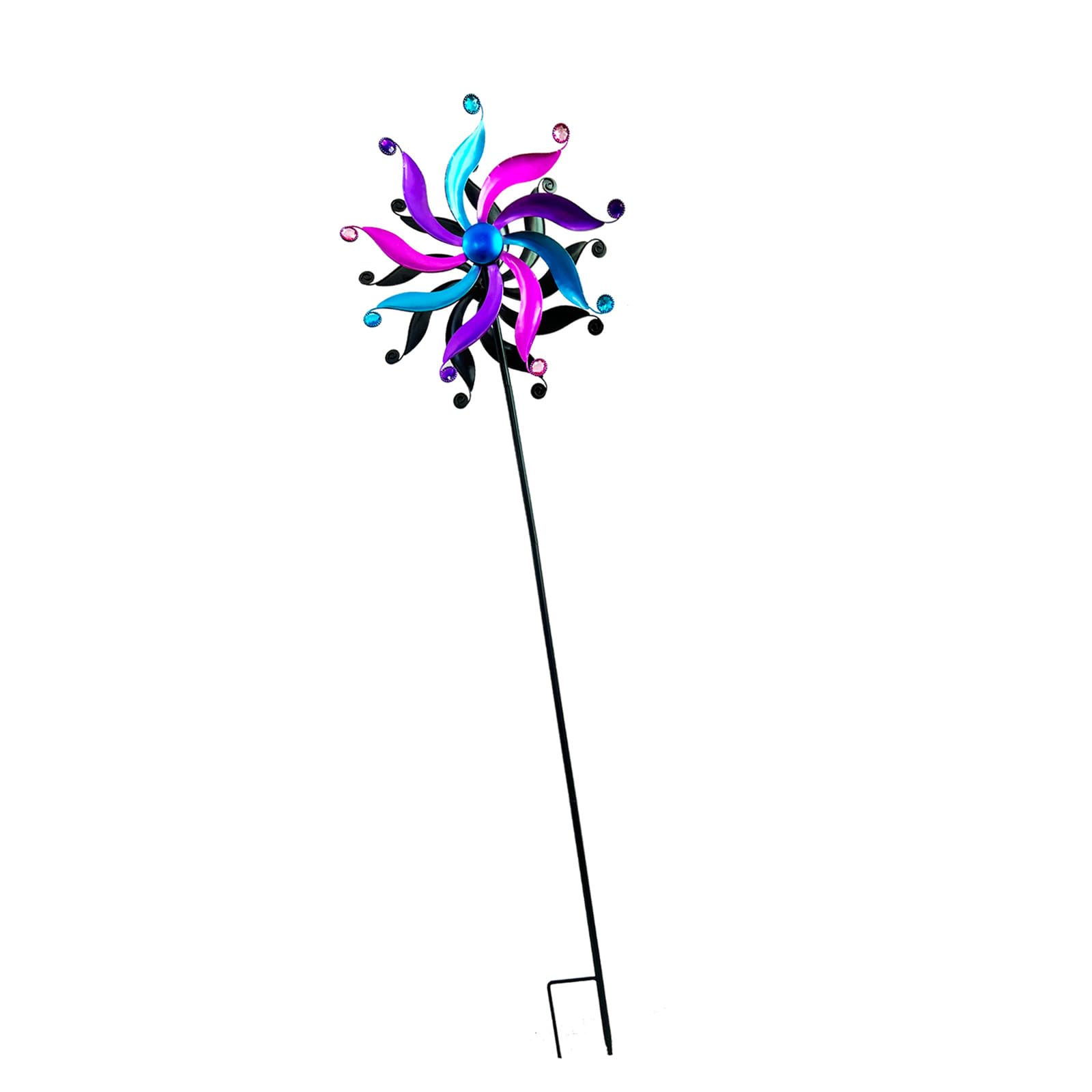 Modern Iron Art Windmill Sculpture Rotating Windmill Yard Stake Ornament for Outdoor Patios Landscape Accessories Patios Decors