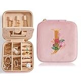 Smileshe Personalized Gifts for Mom Mothers Day, Birthday Gifts, Graduation Gifts for Girls Fashion, Travel Gifts for Teen Girls Trendy Stuff, Velvet Jewelry Box with Flower, Letter J, Pink