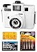 Holga 120GCFN White Medium Format Film Camera with Built-in Flash with Kodak TX 120 Black and White Film Bundle with Accessories