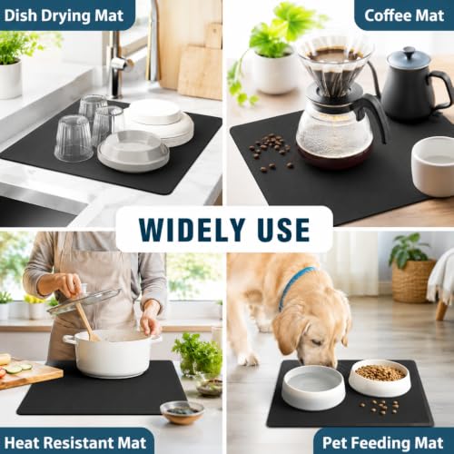 Image of Dish Drying Mat |40x60cm| Water Absorbing Mat for Kitchen, Dry Mat for Kitchen Utensils, Non-Slip Rubber Backing, Fast Drying