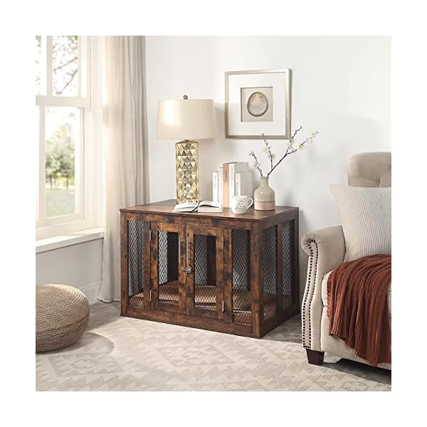 unipaws Medium Dog Crate 36 Inch, Dog Crate Furniture End Table with Tray and Cushion, Indoor Dog Kennel, Rustic unipaws Medium Dog Crate 36 Inch, Dog Crate Furniture End Table with Tray and Cushion, Indoor Dog Kennel, Rustic