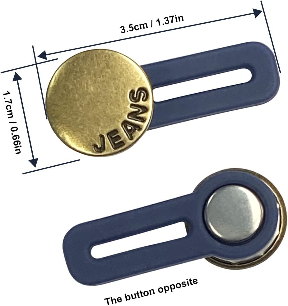 10 Pcs Expander Button for Extender Jeans Pants Collar, 5 Styles Pants Waist No Sew Instant Silicone Extender Button for Men and Women