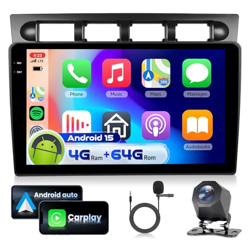 4G&128G 9 Autoradio per Kia Morning/Picanto 2007/EURO STAR 2001-2011 con Carplay Android Auto Wireless Android 15,Bluetooth RDS/FM Radio,Wi-Fi GPS Navi,Telecamera posteriore AHD