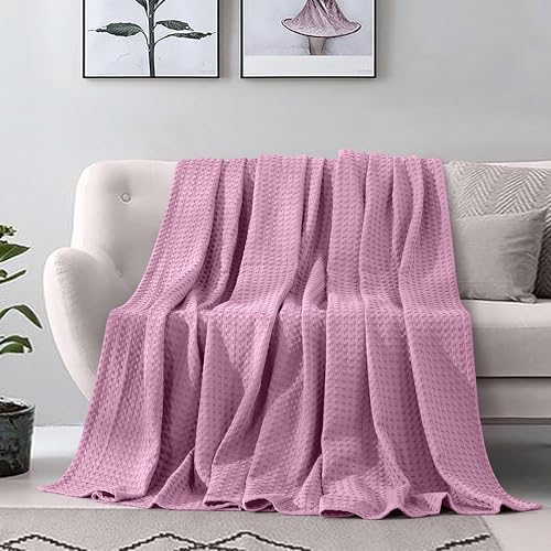 Image of Elegant Comfort Premium 100% Cotton Waffle Blanket - Lightweight Breathable Waffle Weave Bed Blanket - Soft and Warm All Season Blanket for Couch, Sofa and Bed, King Size 90x108 Inches, Lavender