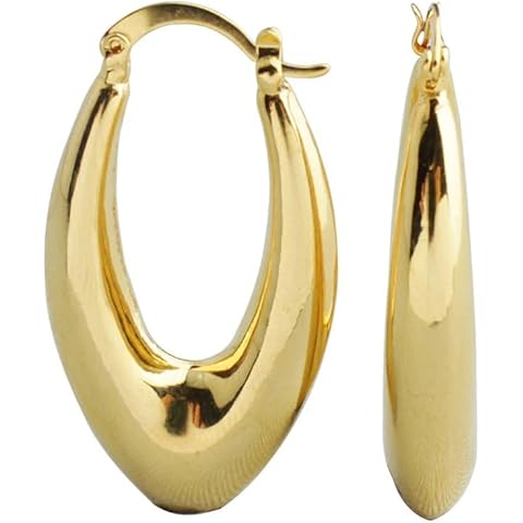 RM Gold NYC Cute 14k Gold Puffy Oval Hoop Earrings Cover