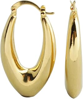 RM Gold NYC Cute 14k Gold Puffy Oval Hoop Earrings