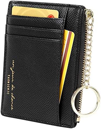 Women's 8 Cards Slim Minimalist Card Holder Coin Changes Purse Keychain Front Pocket Wallet, Grey