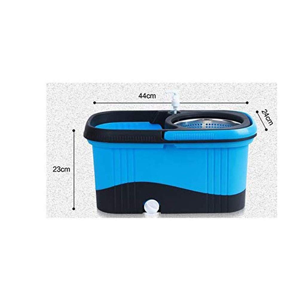 fregona, Trapeador Giratorio automático de 360° con Cubos apilables y 2 Cabezales Microfibra Lavables a máquina(Blue)
