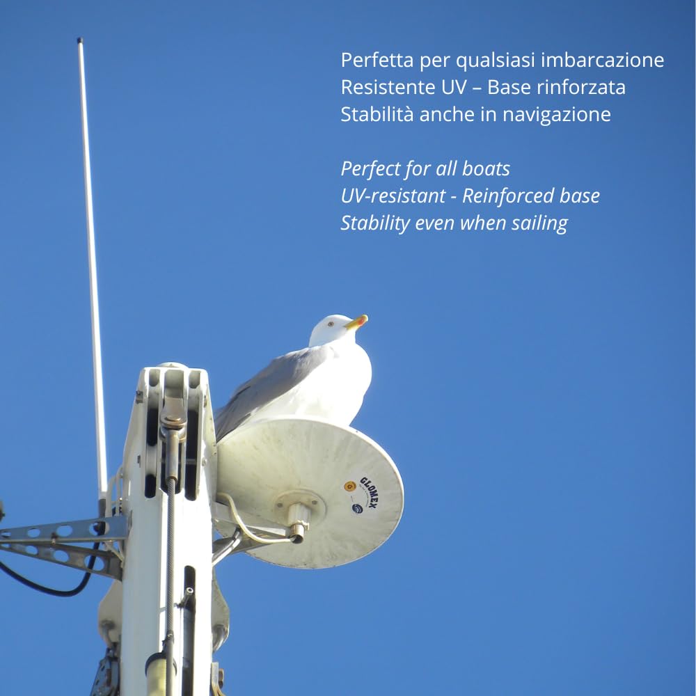 Glomex – Antenna VHF Glomeasy Leisure 0,9m (Bianco), Modello RA106GRPFME – Installazione Rapida Fast Fitting FME, Per barche a vela, motore, gommoni, yacht – Comunicazione Semplice e Affidabile