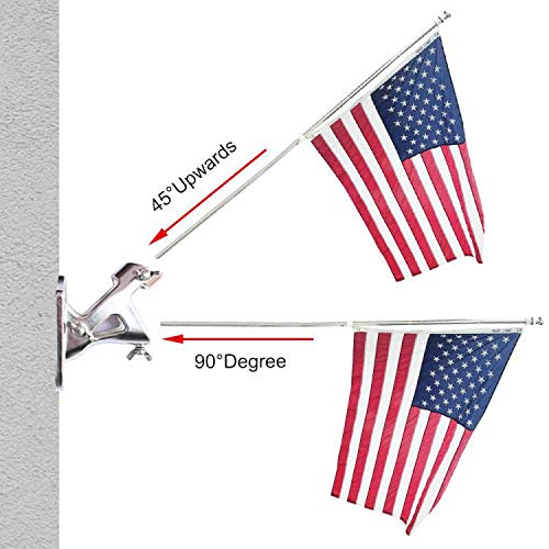Uelfbaby Flag Pole Holder Bracket With Drainage Design, 304 Stainless Steel Heavy Duty Flag Pole Bracket Mounting Bracket 2 Positions For 1" Flag Pole Wall Mount House & Estate #TOP5