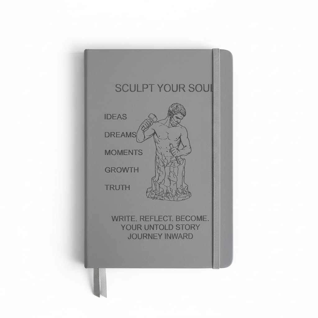 LASER ART A5 Hard Cover Diary Notebook with Elastic Lock | 200 Pages 80 GSM Ruled Paper | PU Leather Journal for Work, Notes & Journaling (Grey)