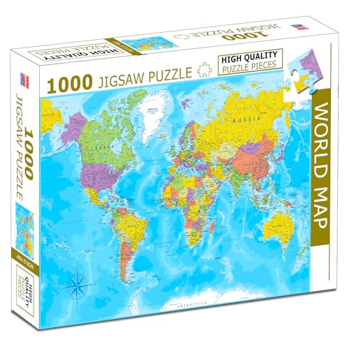 Image of World Map Jigsaw Puzzles 1000-Piece for Kids and Childrens Educational Challeging World Map Learning, Gifts, Fun and Creative Game All Country Name with Capitals - Ages 9+ (1000 Pcs)