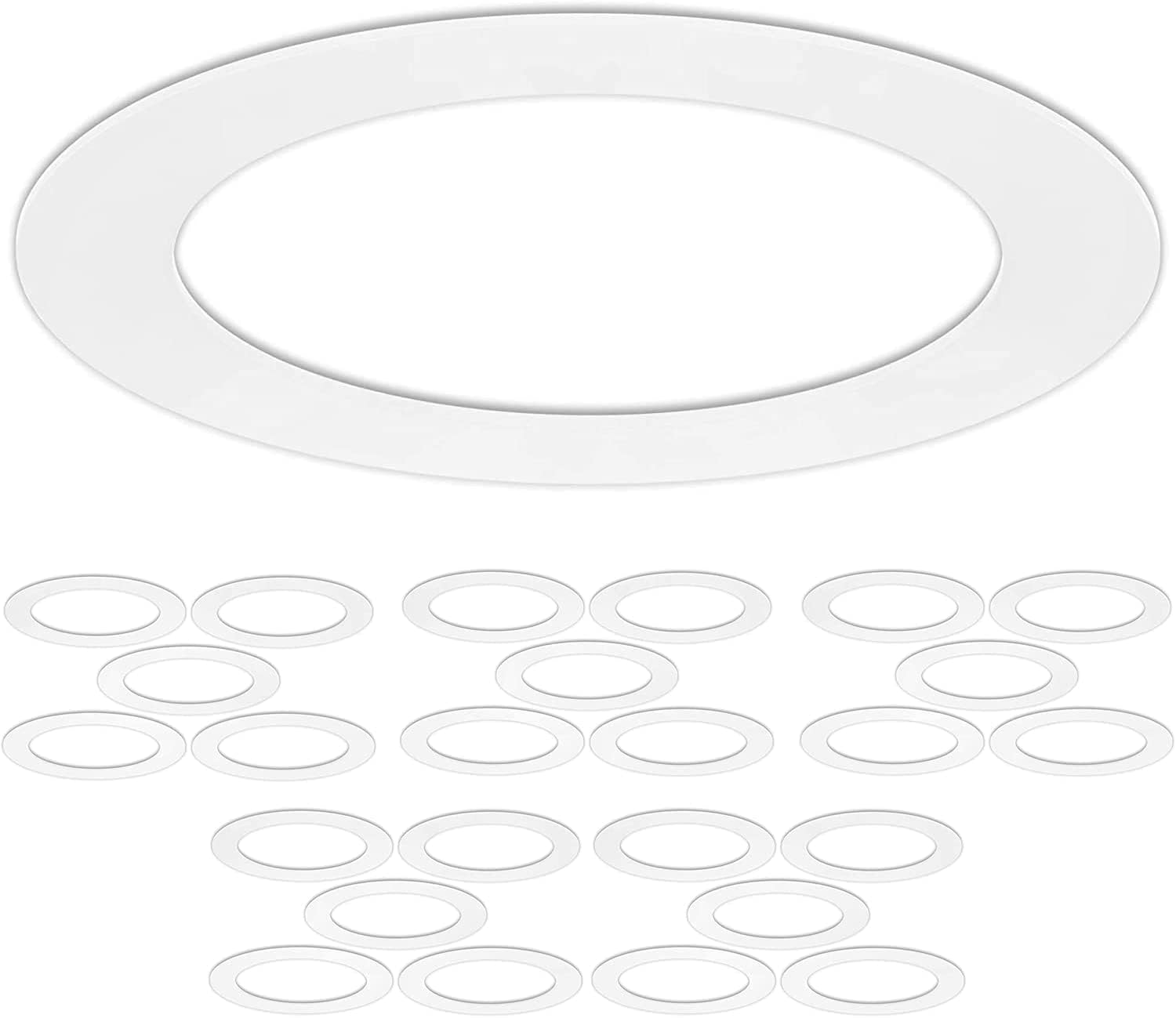 25 Pack Gloss White Goof Trim Ring for 6" Inch Recessed Can Lighting Down Light, Outer Diameter 8 Inches