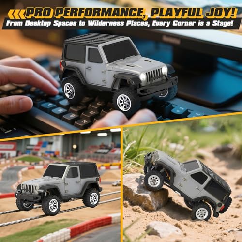Image of [4WD Edition 1 /36 Scale Mini RC Crawler Car, Toys for Age 8-14 Old Birthday Gifts, Micro RC Truck 4x4 Small Cars with Off Road Full Proportional RTR 2.4GHz Remote - Gray
