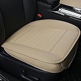 EDEALYN (2PCS PU Leather Seat Covers Auto Seat Protector Car Seat Covers for Front Seat with Side Flaps,(Deep20 inch × Width20 inch × Thick 0.4 inch) (Beige-2 PCS)