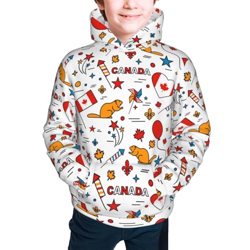 Canada Day Kid Hoodies Boys Sweatshirts Girls Pullover with Pocket3