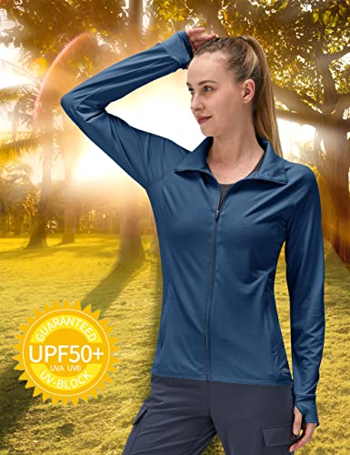 Image of Women's UPF 50+ UV Sun Protection Clothing Long Sleeve Athletic Hiking Shirts Lightweight SPF Zip Up Outdoor Jacket