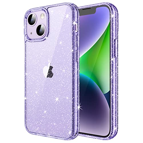 JETech Glitter Case for iPhone 14 6.1-Inch, Bling Sparkle Shockproof Phone Bumper Cover, Cute Sparkly for Women and Girls (Light Purple)