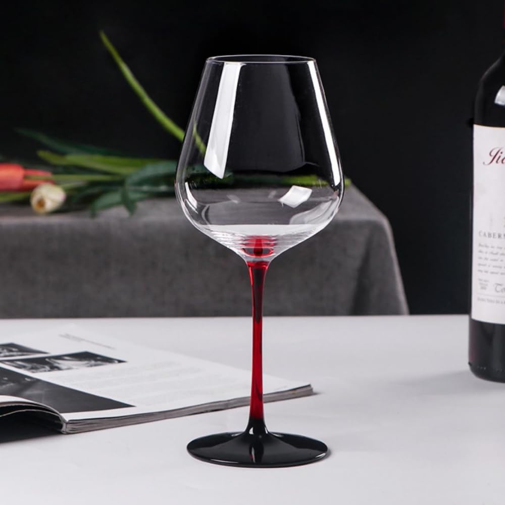 HALAWAKA Lead-Free Crystal Red Wine Glasses Goblet（2PC - Black Bow Tie Crystal Wine Glass Champagne Glasses Bordeaux Cocktail Glass Cup