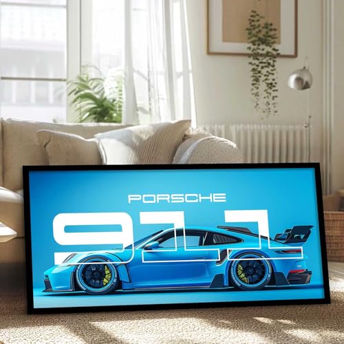 Image of walllane Big Porsche 911 GT3RS Car Framed Posters Gift Items for Boys Room Wall Decoration Bedroom Living Room Office Studio Decor | Car Poster Frame for Wall Decor Set Of 1Size(13 x 25 inch)