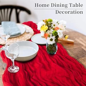12 Pack Christmas Red Cheesecloth Table Runner 10 ft Long Boho Gauze Table Runner Rustic Cheese Cloth Table Runner for Wedding Dinner Baby ShowerChristmas Red 4 12p