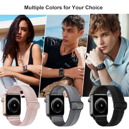 Image of 4 Pack Stretchy Solo Loop Compatible with Apple Watch Bands Women Men | 38mm 40mm 41mm 42mm 44mm 45mm 46mm 49mm Sport Nylon Elastic Straps, Wristbands for iWatch Series 11 10 9 8 7 6 5 4 Ultra /SE 3