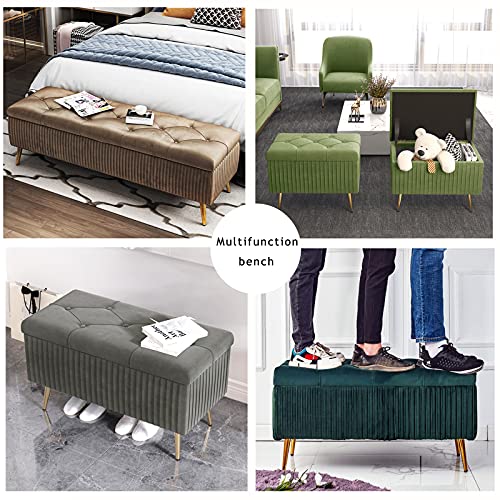 Meuble de décoration haut de gamme : banc de rangement capitonné en velours