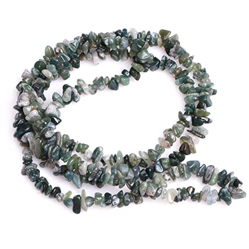 Image of 5-8mm Moss Agate Chips Natural Chip Stone Beads for Jewelry Making