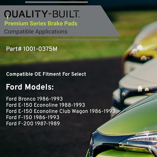 Image of QUALITY-BUILT Front Semi-Metallic Brake Pads, Premium 1001-0375M, Compatible with 1986-1993 Ford (Bronco,E-150 Econoline,E-150 Econoline Club Wagon,F-150,F-200)