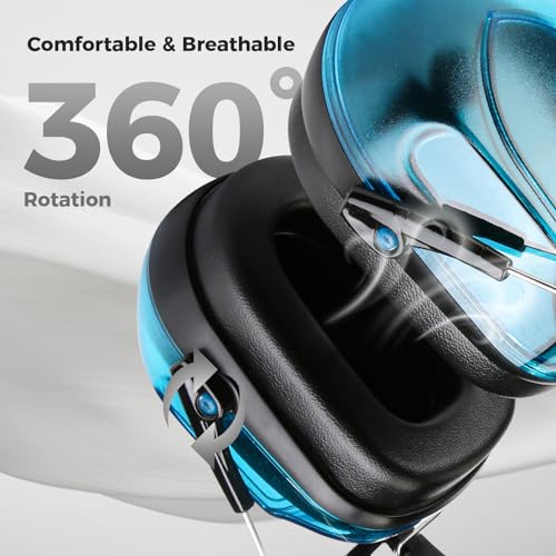 Image of ProCase NRR 28dB Noise Reduction Ear Muffs, Foldable Adjustable Passive Noise Cancelling Headphones for Adults Kids Autism, Hearing Protection for Shooting, Construction, Mowing -Crystalblue