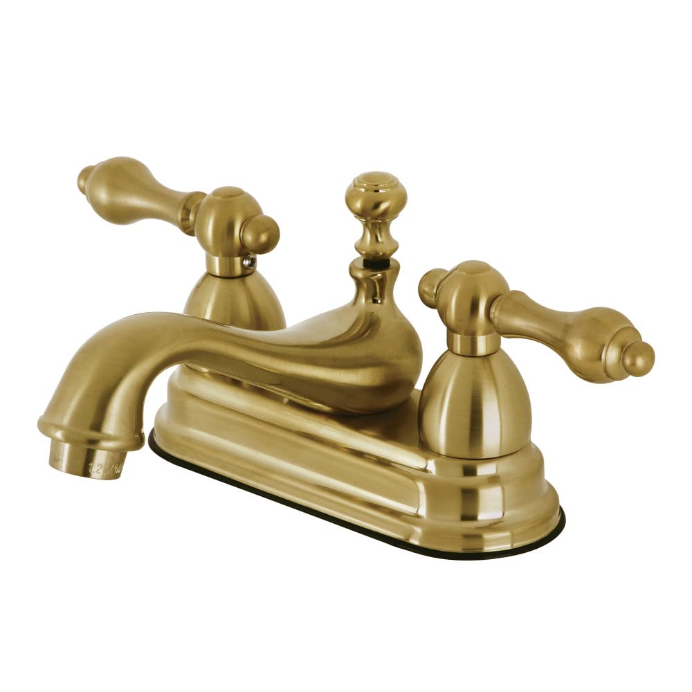 Kingston Brass KS3607AL Restorasyon 4" Centerset Banyo Bataryası, Fırçalanmış Pirinç, 6.38 x 4.5 x 3.06