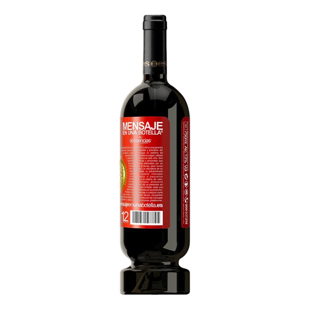 «La vida está hecha para buenos amigos y grandes vinos» Mensaje en una Botella. Vino Tinto Premium Reserva 12 Meses MBS Martín Berasategui System + Gift Box. Etiqueta Roja PERSONALIZABLE