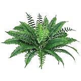 IDEALHOUSE 25 Inch Artificial Autumn Boston Fern Plants Resistant No Fade Faux Shrubs Greenery Plast