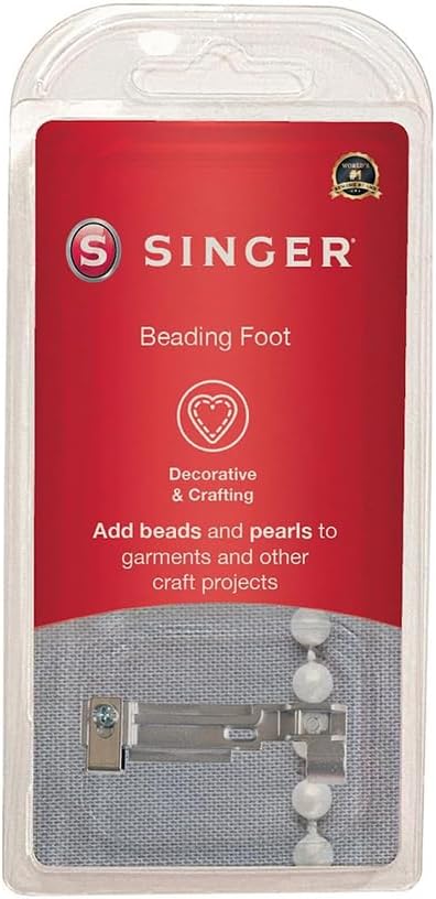 SINGER Beading Presser Foot for Serger | Add Beads, Sequins & Trims Easily | Snap-On Foot for SA Series Sergers | Fits 14CG-754, 14SH-754, S0100, HD0400S, X5004-HD | Not for 4423, 5705c