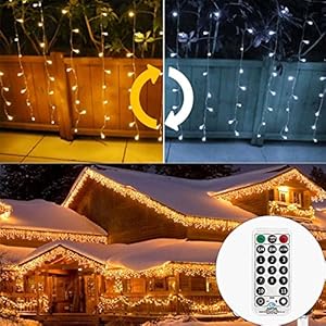 Icicle Fairy Lights Outdoor 400 LED 15 m 11 Modes White and Warm White IP44 Waterproof with Timer for Balcony Christmas Decoration