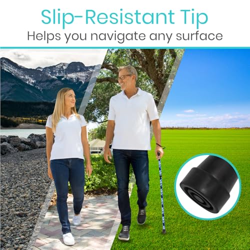 image for Vive Folding Cane - Foldable Walking Cane for Men, Women - Fold-up, Co