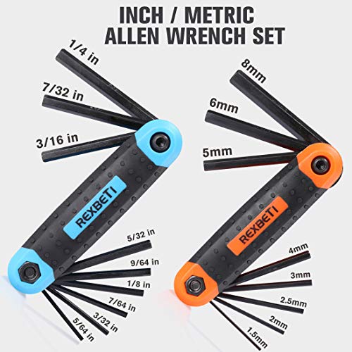REXBETI Magnetic Screwdriver Set, 63 in 1 Multifunctional Repair Tool Kit with Slotted Phillips Screwdrivers, Precision Screwdrivers, Inch Metric Folding Allen Wrench Set and Screwdriver Bits