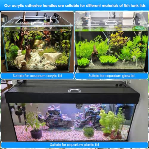 Image of NestBasics 6pcs Aquarium lid Hinge Acrylic Fish Tank Glass Canopy Handle Fish Tank Hood top Cover Replacement Double Tape Pull Handle