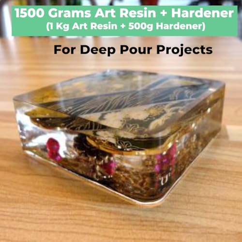 Image of Oytra Deep Pour Casting Liquid Hardener 2 1 Ratio Art Materials Crystal Clear Craft Epoxy Resin for Wood Perfect for Professional Tabletop Preservation and Large DIY Cast Art Projects (1.5 Kg)
