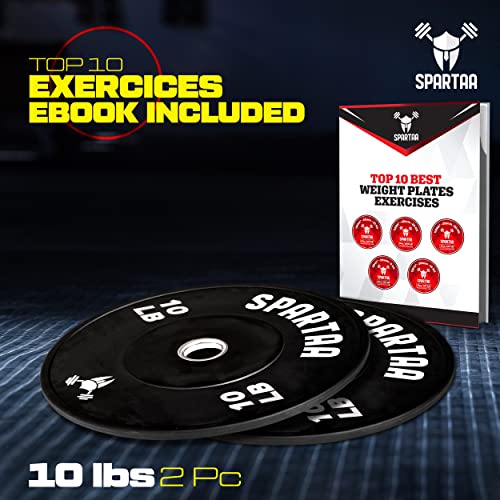 Spartaa Rubber Bumper Plate Olympic Grip Plate In Pairs Or Single For Strength Training, Weightlifting And Bodybuilding, Solid Cast Iron Weight Plates For Barbell (10 Lb - 1 Pair) #TOP1