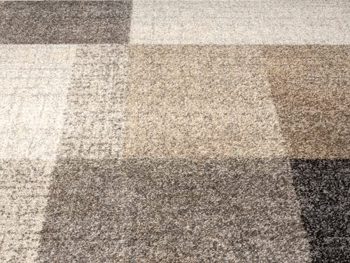 the carpet Pearl Modern dense short pile living room bedroom rug, Contour cut, Geometric pattern, Chequered, Beige, 120 x 160 cm - Image 8