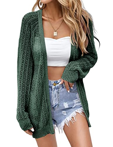 Image of Women Crochet Lightweight Cardigan Cover Up Open Front Long Sleeve Summer Cardigans